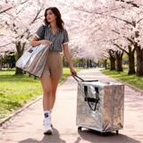 Darrahopens Home & Garden > Travel > Duffel Bags Black Portable Folding Shopping Trolley Bag(50x40x30CM) - Durable Woven Fabric, Reusable Grocery Bag with Wheels for Effortless Travel