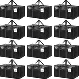 Darrahopens Home & Garden > Travel > Duffel Bags CARLA HOME 12-Pack Large Moving Storage Bags with Zippers & Handles with 95 Liters Capacity for Space Saving, Travel, Camping & Organization (Black)