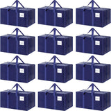 Darrahopens Home & Garden > Travel > Duffel Bags CARLA HOME 12-Pack Large Moving Storage Bags with Zippers & Handles with 95 Liters Capacity for Space Saving, Travel, Camping & Organization (Blue)