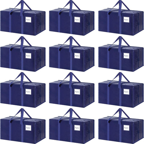 Darrahopens Home & Garden > Travel > Duffel Bags CARLA HOME 12-Pack Large Moving Storage Bags with Zippers & Handles with 95 Liters Capacity for Space Saving, Travel, Camping & Organization (Blue)