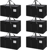 Darrahopens Home & Garden > Travel > Duffel Bags CARLA HOME 6-Pack Large Moving Storage Bags with Zippers & Handles with 95 Liters Capacity for Space Saving, Travel, Camping & Organization (Black)