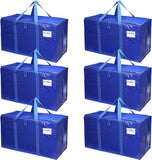 Darrahopens Home & Garden > Travel > Duffel Bags CARLA HOME 6-Pack Large Moving Storage Bags with Zippers & Handles with 95 Liters Capacity for Space Saving, Travel, Camping & Organization (Blue)