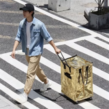 Darrahopens Home & Garden > Travel > Duffel Bags Red Portable Folding Shopping Trolley Bag(50x40x30CM) - Durable Woven Fabric, Reusable Grocery Bag with Wheels for Effortless Travel