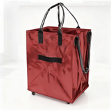 Darrahopens Home & Garden > Travel > Duffel Bags Red Portable Folding Shopping Trolley Bag(50x40x30CM) - Durable Woven Fabric, Reusable Grocery Bag with Wheels for Effortless Travel