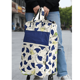 Darrahopens Home & Garden > Travel > Duffel Bags Shopping Trolley Cart Bag Foldable Wheels Carts Bags Market Luggage Basket blue leaves