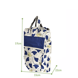 Darrahopens Home & Garden > Travel > Duffel Bags Shopping Trolley Cart Bag Foldable Wheels Carts Bags Market Luggage Basket blue leaves