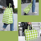 Darrahopens Home & Garden > Travel > Duffel Bags Shopping Trolley Cart Bag Foldable Wheels Carts Bags Market Luggage Basket green circle