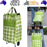 Darrahopens Home & Garden > Travel > Duffel Bags Shopping Trolley Cart Bag Foldable Wheels Carts Bags Market Luggage Basket green circle