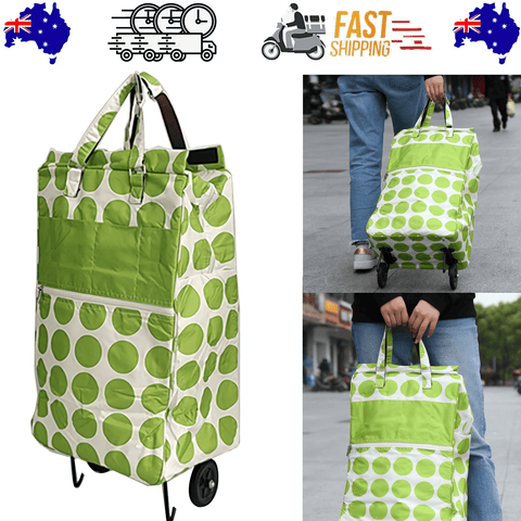 Darrahopens Home & Garden > Travel > Duffel Bags Shopping Trolley Cart Bag Foldable Wheels Carts Bags Market Luggage Basket green circle