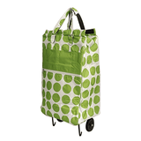 Darrahopens Home & Garden > Travel > Duffel Bags Shopping Trolley Cart Bag Foldable Wheels Carts Bags Market Luggage Basket green circle