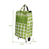Darrahopens Home & Garden > Travel > Duffel Bags Shopping Trolley Cart Bag Foldable Wheels Carts Bags Market Luggage Basket green circle
