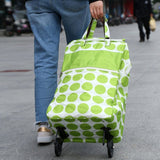 Darrahopens Home & Garden > Travel > Duffel Bags Shopping Trolley Cart Bag Foldable Wheels Carts Bags Market Luggage Basket green circle