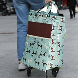 Darrahopens Home & Garden > Travel > Duffel Bags Shopping Trolley Cart Bag Foldable Wheels Carts Bags Market Luggage Basket sky blue cat