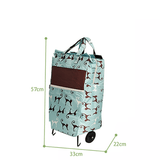 Darrahopens Home & Garden > Travel > Duffel Bags Shopping Trolley Cart Bag Foldable Wheels Carts Bags Market Luggage Basket sky blue cat