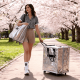 Darrahopens Home & Garden > Travel > Duffel Bags Sliver Portable Folding Shopping Trolley Bag(50x40x30CM) - Durable Woven Fabric, Reusable Grocery Bag with Wheels for Effortless Travel