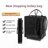 Darrahopens Home & Garden > Travel > Duffel Bags Sliver Portable Folding Shopping Trolley Bag(50x40x30CM) - Durable Woven Fabric, Reusable Grocery Bag with Wheels for Effortless Travel