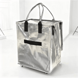 Darrahopens Home & Garden > Travel > Duffel Bags Sliver Portable Folding Shopping Trolley Bag(50x40x30CM) - Durable Woven Fabric, Reusable Grocery Bag with Wheels for Effortless Travel