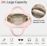 Darrahopens Home & Garden > Travel > Duffel Bags Sports Bag - Waterproof Travel Bag - 24 Liter Carry Bag - Zippered - Lightweight and Durable - Suitable for Gym, Training and Travel（Pink）