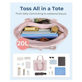 Darrahopens Home & Garden > Travel > Duffel Bags Tote Bag for Women, Foldable Tote Bag With Zipper Travel Large Shoulder Bag Handbag for Work (lotus root color)