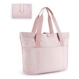 Darrahopens Home & Garden > Travel > Duffel Bags Tote Bag for Women, Foldable Tote Bag With Zipper Travel Large Shoulder Bag Handbag for Work (lotus root color)