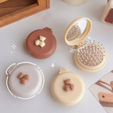 Darrahopens Home & Garden > Travel Folding Travel Comb with Mirror Air Cushion Comb Portable Airbag Massage Hair Brush(White)