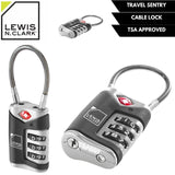 Darrahopens Home & Garden > Travel Lewis N. Clark TSA Approved Easy Set Combination Luggage Lock w Steel Cable