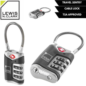 Darrahopens Home & Garden > Travel Lewis N. Clark TSA Approved Easy Set Combination Luggage Lock w Steel Cable