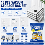 Darrahopens Home & Garden > Travel > Packing Organisers 15-piece Travel Vacuum Storage Bags Set for Clothes and Bedding, Space Saving Compression Bags for Suitcases, Wardrobes and Seasonal Storage, Reusable PA+PE Vacuum Seal Bags
