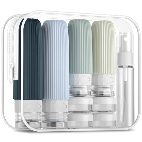 Darrahopens Home & Garden > Travel > Packing Organisers 16-Piece Travel Bottle Set with Leak-Proof Silicone Squeeze Bottles – Reusable Toiletry Containers for Shampoo, Lotion, Makeup Remover (Grey)  | Other Colors Available in Store