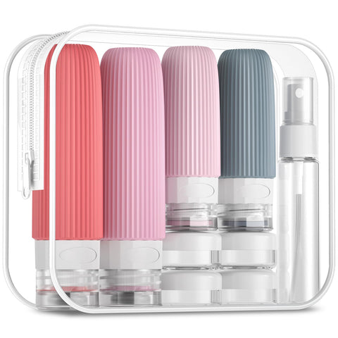 Darrahopens Home & Garden > Travel > Packing Organisers 16-Piece Travel Bottle Set with Leak-Proof Silicone Squeeze Bottles – Reusable Toiletry Containers for Shampoo, Lotion, Makeup Remover (Pink)  | Other Colors Available in Store