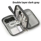 Darrahopens Home & Garden > Travel > Packing Organisers 2-PCS Dark Grey Double Layer Travel Electronics Organizer Bag Waterproof Cable Pouch for Power Bank and Phone Portable Storage for Australians