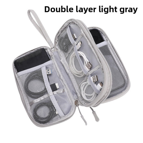 Darrahopens Home & Garden > Travel > Packing Organisers 2-PCS Grey Double Layer Travel Electronics Organizer Bag Waterproof Cable Pouch for Power Bank and Phone Portable Storage for Australians