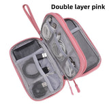 Darrahopens Home & Garden > Travel > Packing Organisers 2-PCS Pink Double Layer Travel Electronics Organizer Bag Waterproof Cable Pouch for Power Bank and Phone Portable Storage for Australians