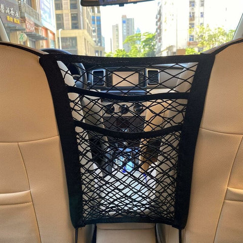 Darrahopens Home & Garden > Travel > Packing Organisers 3-Layer Car Mesh Bag, Seat Back Mesh Bag, Rear Child Safety Door, Luggage Tissue Holder, Driver Storage Mesh Bag