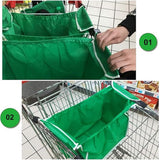 Darrahopens Home & Garden > Travel > Packing Organisers 4 x Reusable Supermarket Shopping Trolley Clip-on Large Foldable Grab Handle Bag