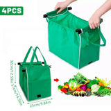 Darrahopens Home & Garden > Travel > Packing Organisers 4 x Reusable Supermarket Shopping Trolley Clip-on Large Foldable Grab Handle Bag