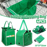 Darrahopens Home & Garden > Travel > Packing Organisers 4 x Reusable Supermarket Shopping Trolley Clip-on Large Foldable Grab Handle Bag