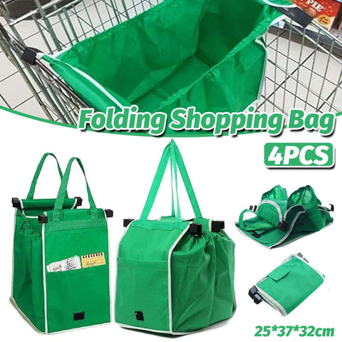 Darrahopens Home & Garden > Travel > Packing Organisers 4 x Reusable Supermarket Shopping Trolley Clip-on Large Foldable Grab Handle Bag