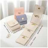Darrahopens Home & Garden > Travel > Packing Organisers Beige Portable Mini Jewelry Pouch Soft Velvet Travel Organizer for Rings and Earrings Compact Snap Button Storage Bag Ideal for Daily Use