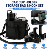 Darrahopens Home & Garden > Travel > Packing Organisers Black Foldable 4-Zone Car Insulated Drink Carrier Bag Bonus 2 Pack Mutifunctional Headrest Hook Phone Holders, No-Spill Car Cup Holder Organizer and Back Seat Mobile Phone Mount Travel Set for Most Water Bottles