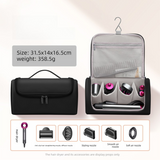 Darrahopens Home & Garden > Travel > Packing Organisers Black Portable Hair Dryer and Curler Storage Bag Waterproof PU Leather Travel Case with Hanging Hook for Local Professionals and Modern Lifestyles