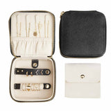 Darrahopens Home & Garden > Travel > Packing Organisers Black "Small But Mighty" Leather Jewelry Box - Portable Organizer for Earrings, Necklaces, Rings & More (4x4x2 inches)
