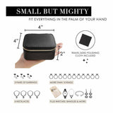 Darrahopens Home & Garden > Travel > Packing Organisers Black "Small But Mighty" Leather Jewelry Box - Portable Organizer for Earrings, Necklaces, Rings & More (4x4x2 inches)