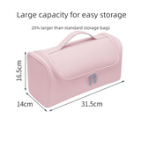 Darrahopens Home & Garden > Travel > Packing Organisers Blue Portable Hair Dryer and Curler Storage Bag Waterproof PU Leather Travel Case with Hanging Hook for Local Professionals and Modern Lifestyles