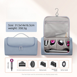 Darrahopens Home & Garden > Travel > Packing Organisers Blue Portable Hair Dryer and Curler Storage Bag Waterproof PU Leather Travel Case with Hanging Hook for Local Professionals and Modern Lifestyles