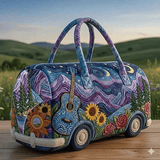 Darrahopens Home & Garden > Travel > Packing Organisers Bohemian style vintage embroidered travel bag, made of lightweight and durable polyester, with a capacity under 20L, featuring eye-catching starry sky and mountain patterns, essential for music festivals and gym outings.(18 inches *9IN*9 inches)