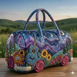 Darrahopens Home & Garden > Travel > Packing Organisers Bohemian style vintage embroidered travel bag, made of lightweight and durable polyester, with a capacity under 20L, featuring eye-catching starry sky and mountain patterns, essential for music festivals and gym outings.(18 inches *9IN*9 inches)