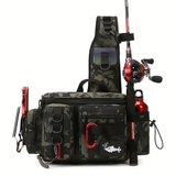 Darrahopens Home & Garden > Travel > Packing Organisers Camouflage Fishing Waist Bag – Large Capacity Multi-layer Partition, Side Pockets & Winding Strap for Full Loading, Breathable Shoulder Strap for Long-lasting Comfort(Black camouflage)