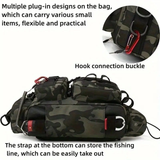 Darrahopens Home & Garden > Travel > Packing Organisers Camouflage Fishing Waist Bag – Large Capacity Multi-layer Partition, Side Pockets & Winding Strap for Full Loading, Breathable Shoulder Strap for Long-lasting Comfort(Black camouflage)