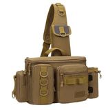 Darrahopens Home & Garden > Travel > Packing Organisers Camouflage Fishing Waist Bag – Large Capacity Multi-layer Partition, Side Pockets & Winding Strap for Full Loading, Breathable Shoulder Strap for Long-lasting Comfort（khaki）